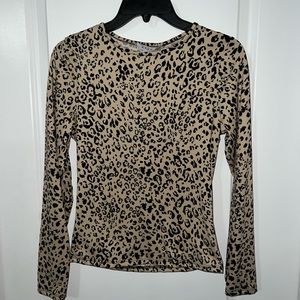 Gaze Crewneck animal print long sleeve shirt, Sz XS